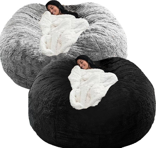 2pcs faux fur bean - 2pcs, chair
